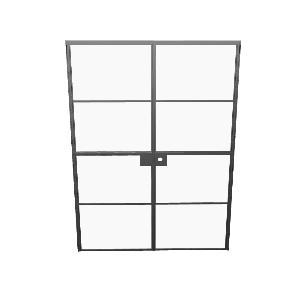 Air 4 double leaf Dutch doors with minimalist steel grid and clear glass