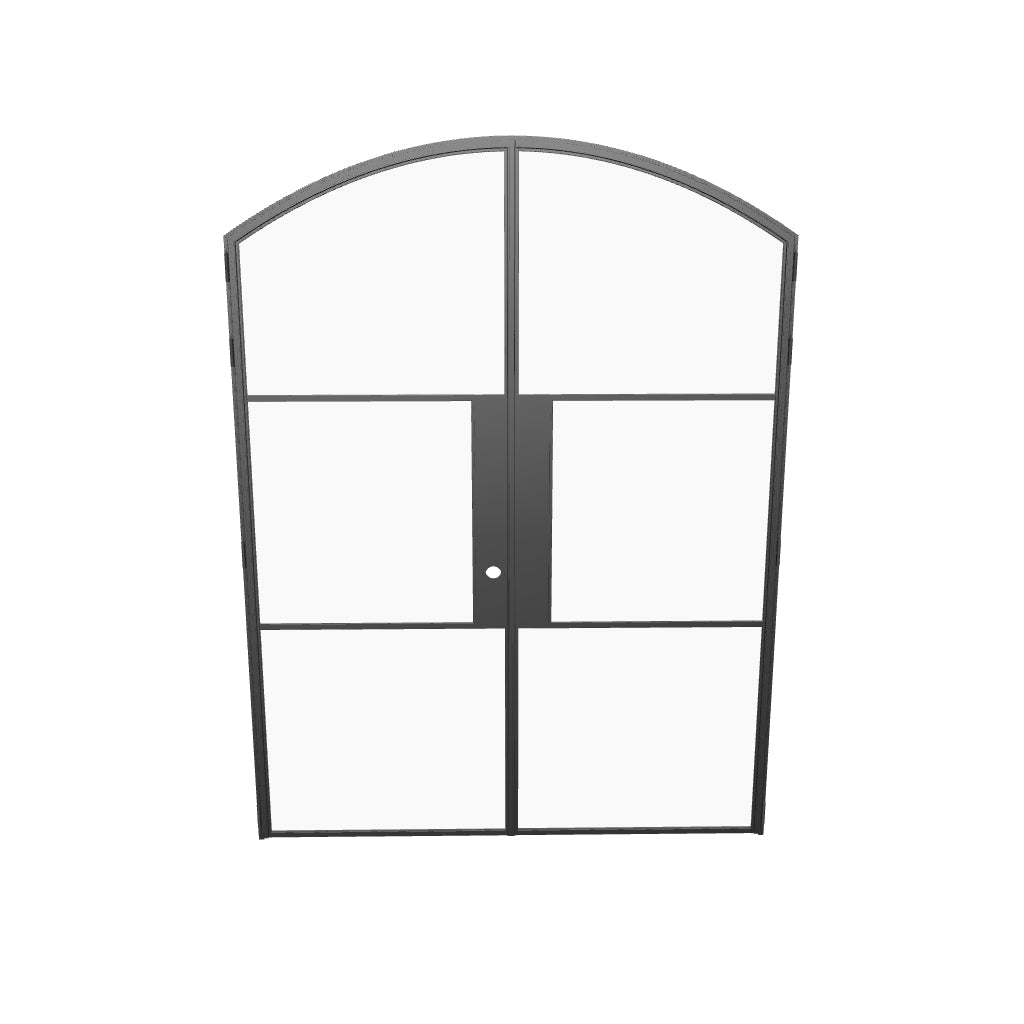 Air 4 arched double steel doors with tempered glass panels and durable architectural frame