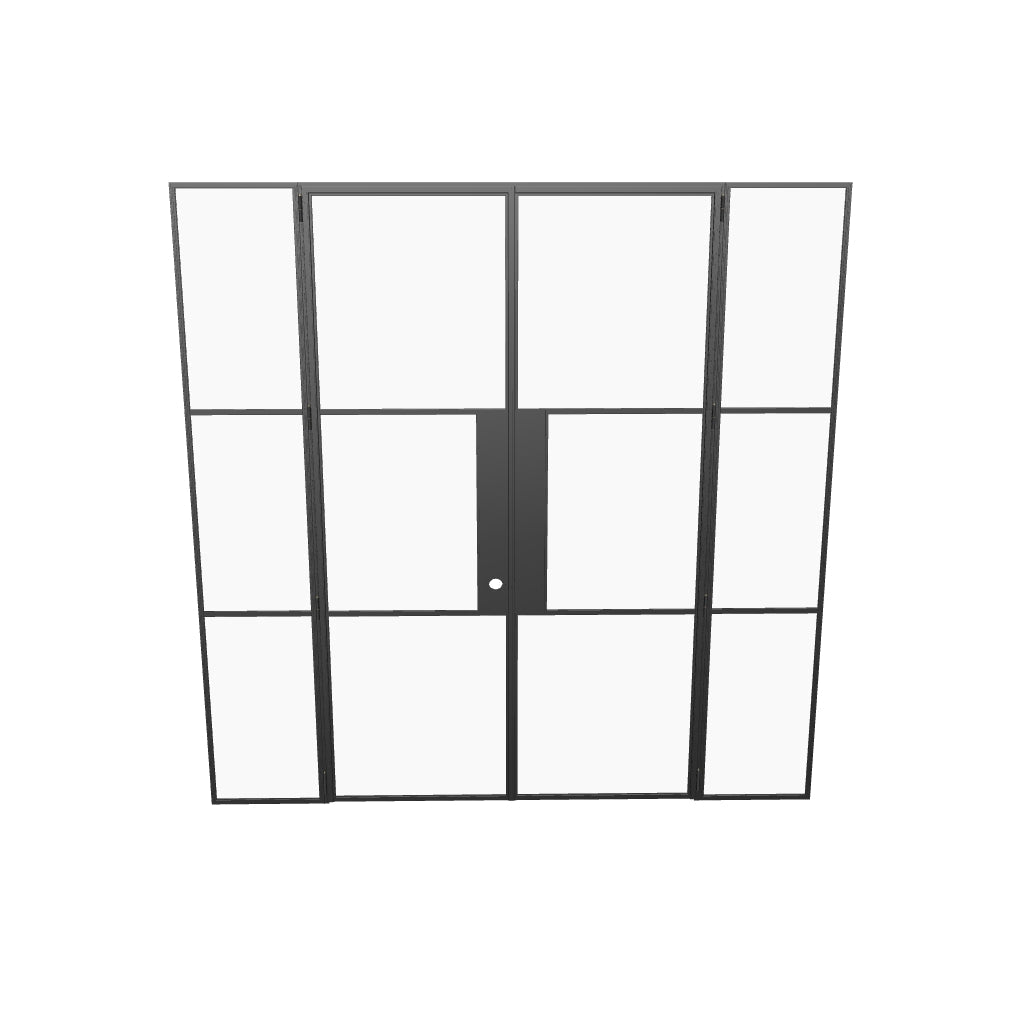 Air 4 modern double OTTOSTUMM steel doors with sidelights and clear tempered glazing
