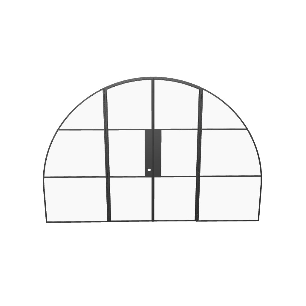 Air 4 wide double arch steel doors with narrow black frames