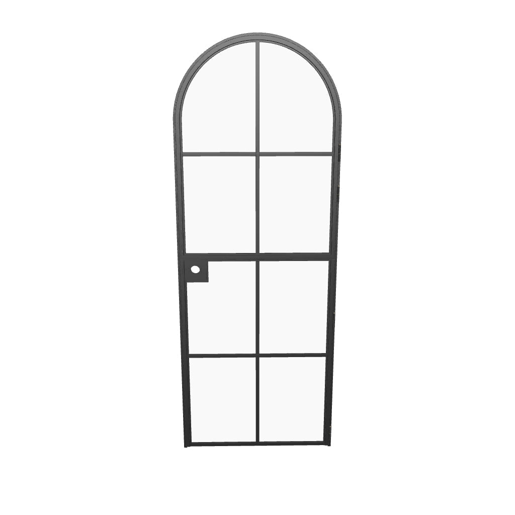 Interior Dutch single full arch hot-rolled steel door with glass