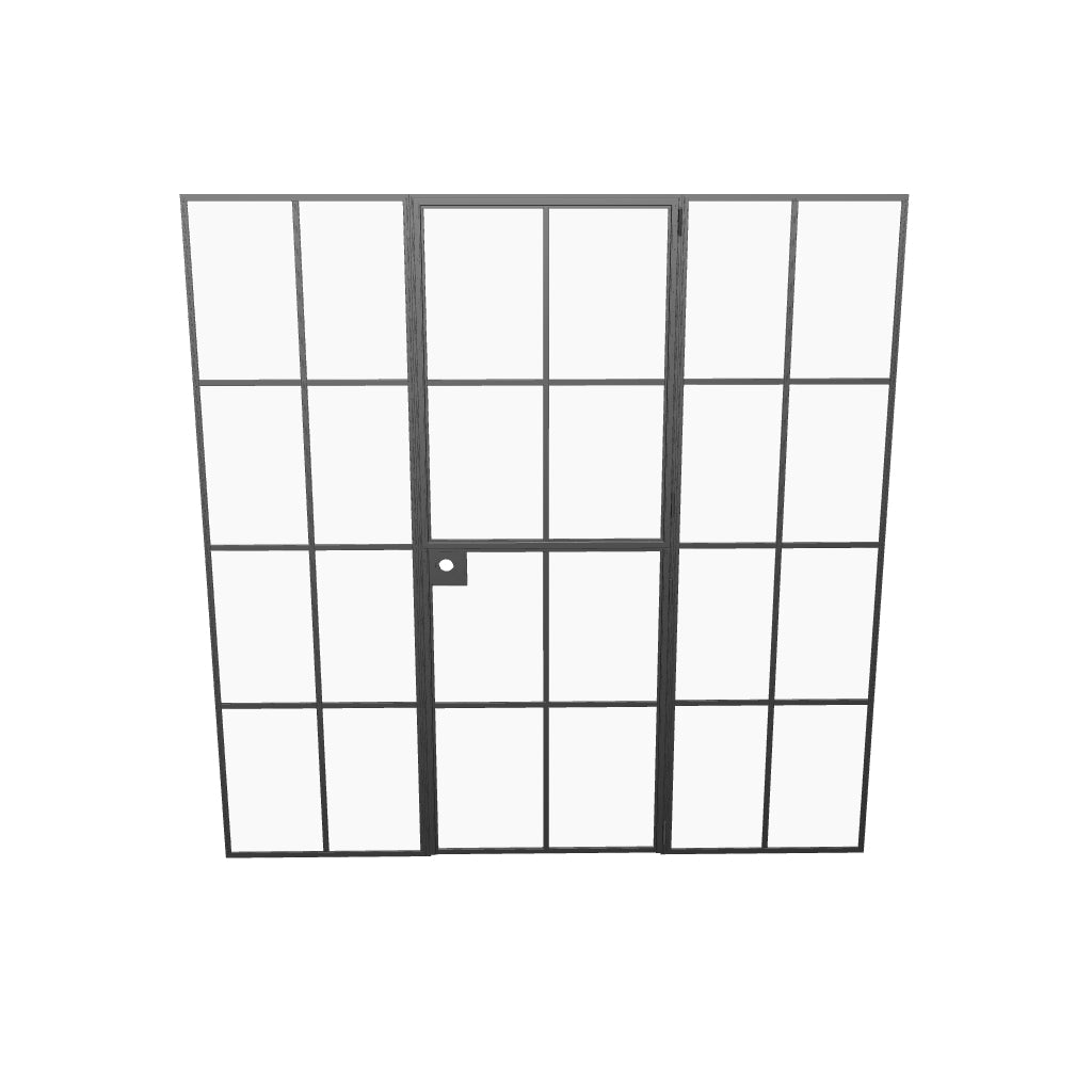Air 5 Dutch single flat interior door with sidelights rear angle showing steel framework