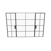 Interior modular dual single steel doors with middle glass insert