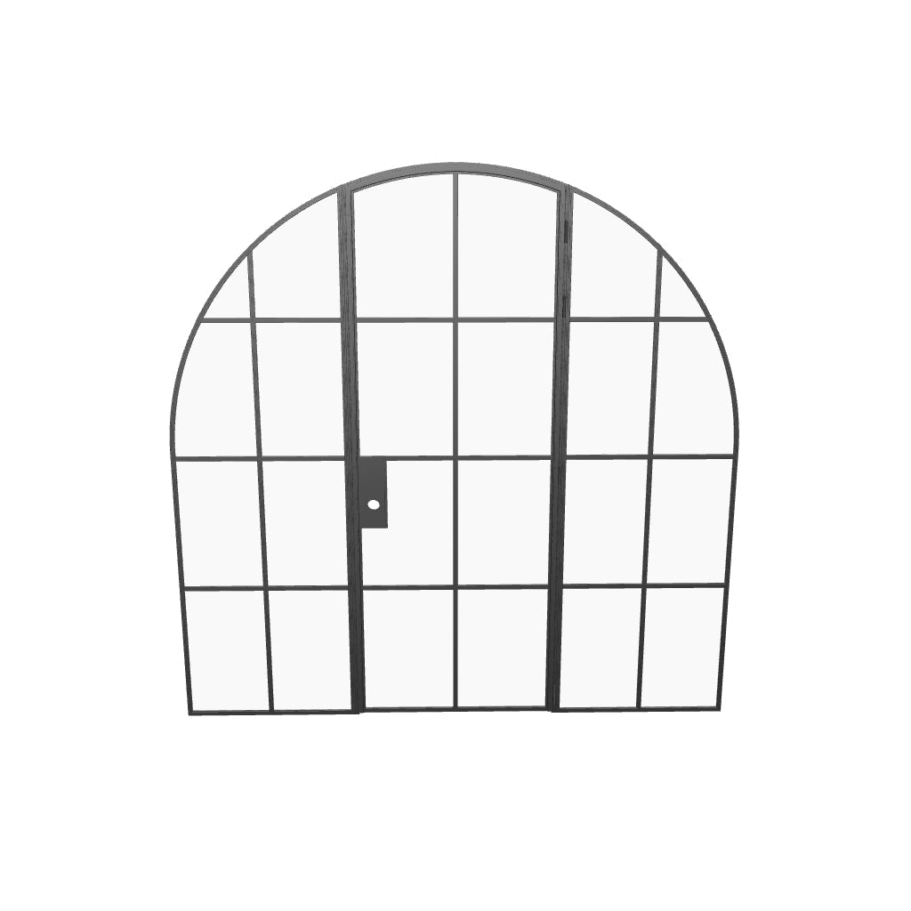 Interior single full arch modular steel door with sidelights