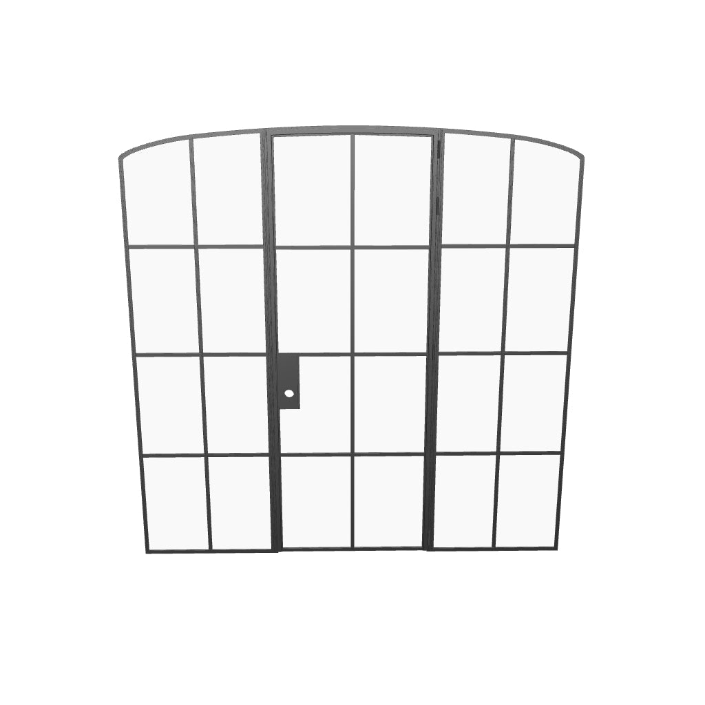 Interior single mini arch black steel door with side windows