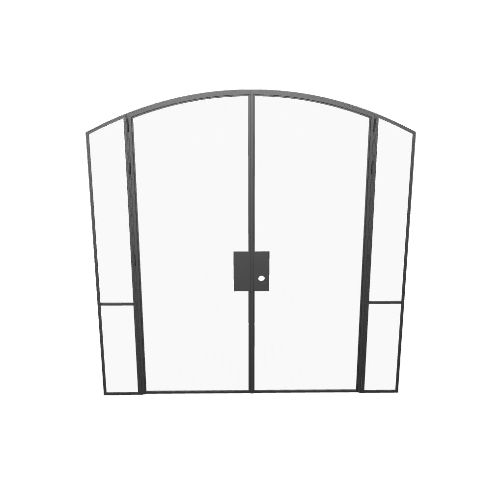 Modern interior glass steel arch doors with sidelights, Air Grand OTTOSTUMM hot-rolled steel with removable threshold