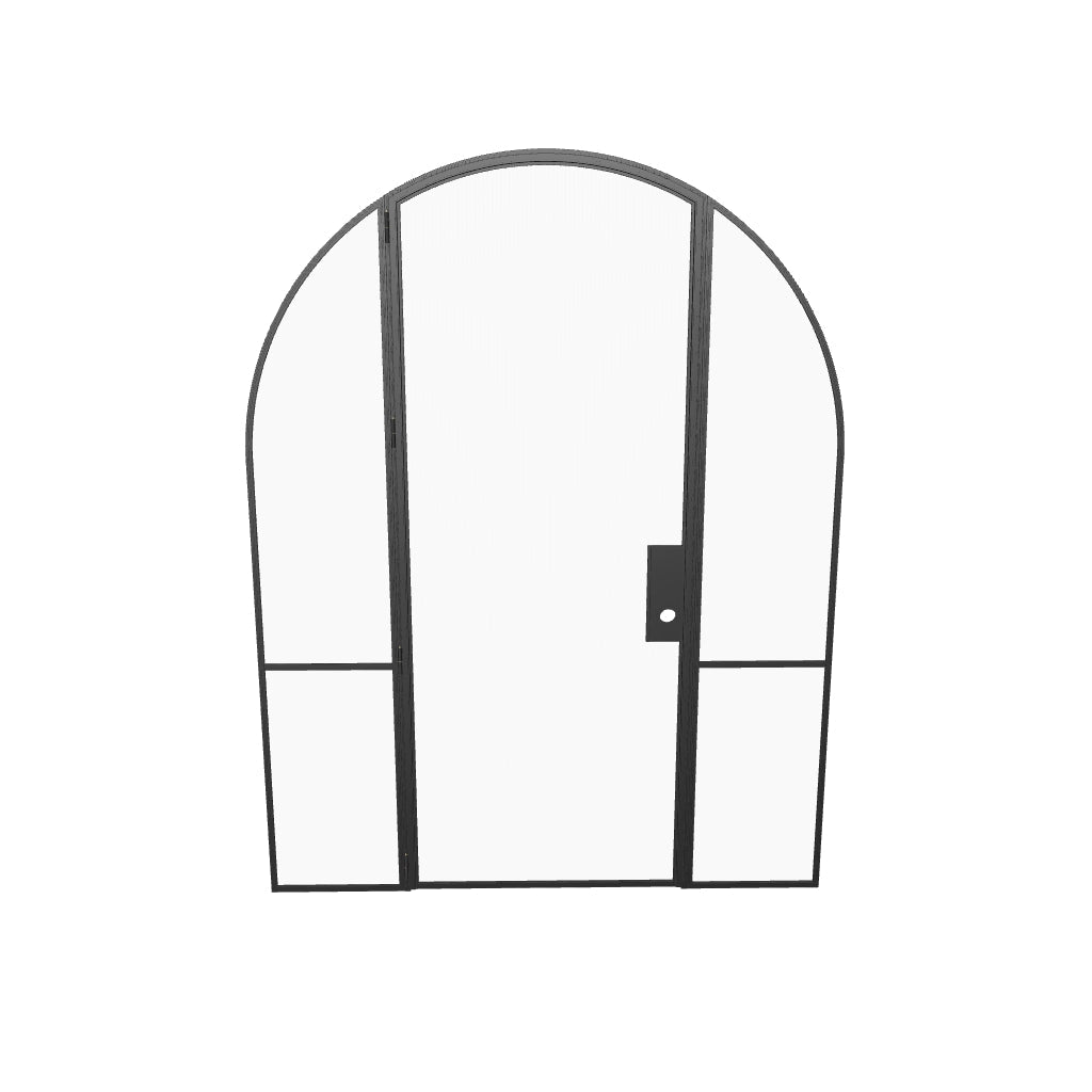 Modern interior steel door with full arch and side windows, Air Grand slim OTTOSTUMM steel construction