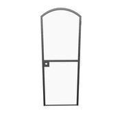 Pre-hung solid steel Dutch door with elegant arch geometry and slim sightlines.