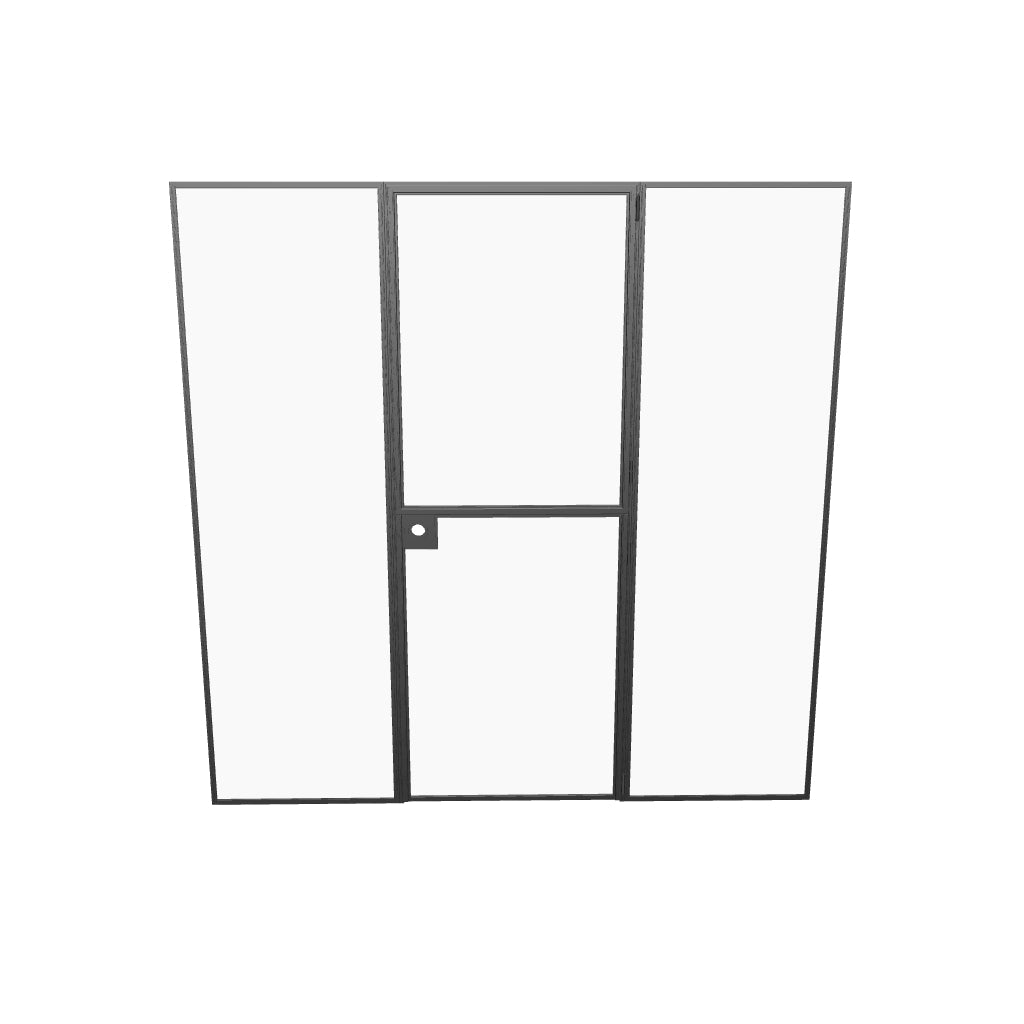 Architectural single flat Dutch Air Lite door with narrow frame and clear tempered glass