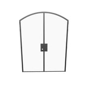 Solid steel double arch door with modern proportions and clean geometry.