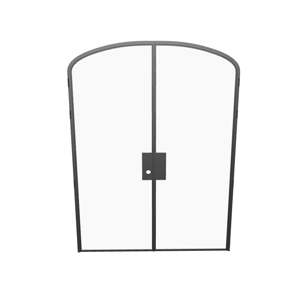 Modular double mini arch steel door system with architectural design