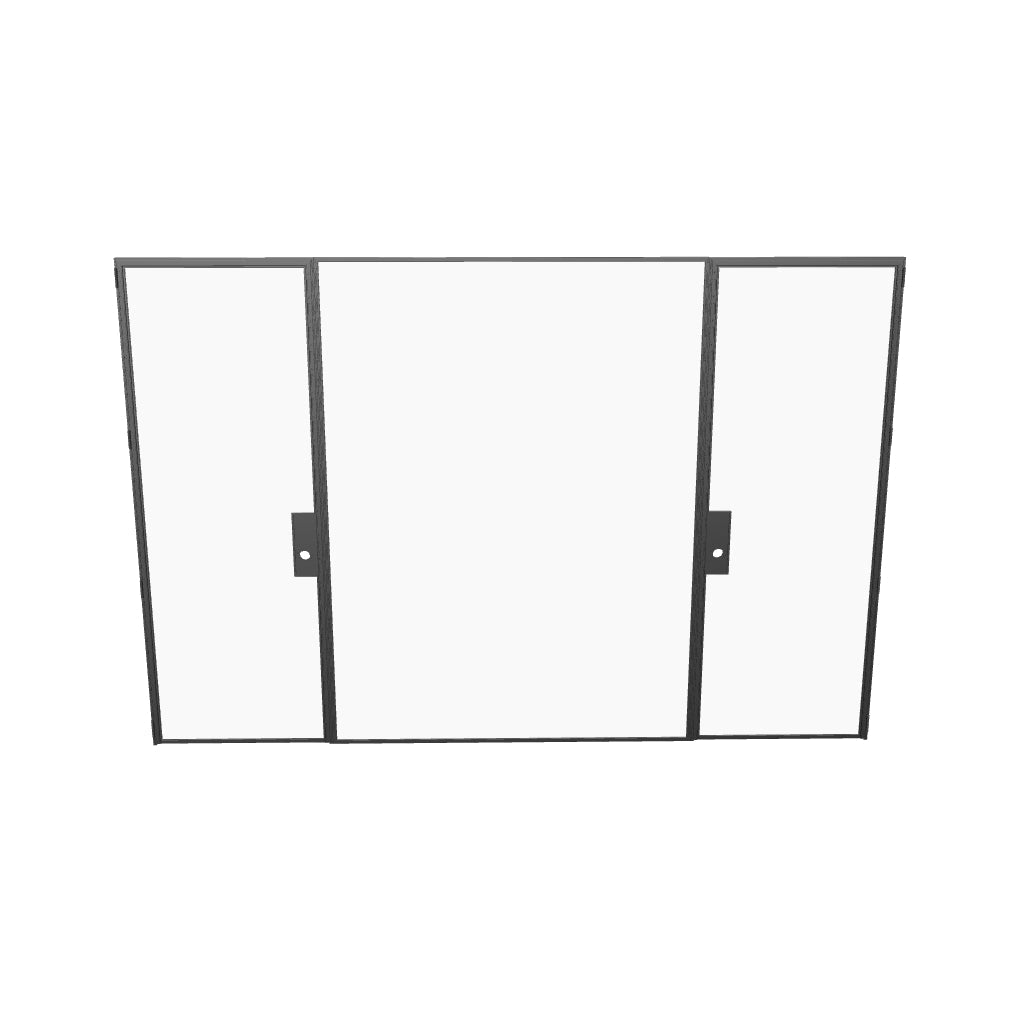Dual single flat ottostumm steel door with middle glass panel, modular system and slim sightlines