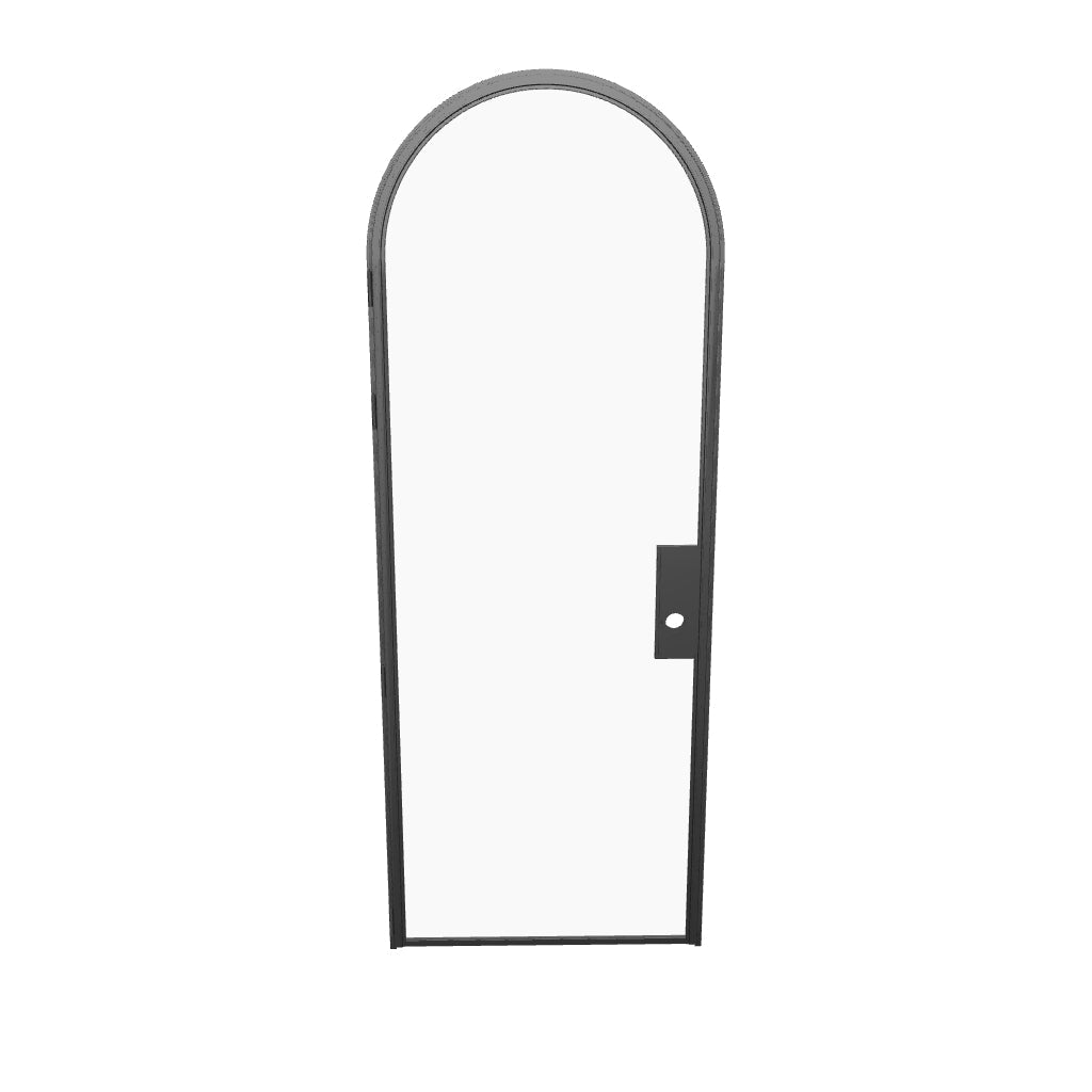 Solid steel Air Lite full arch door with narrow sightlines and modern architectural styling