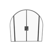 Architectural double full arch steel door with integrated sidelights and refined minimalist proportions.