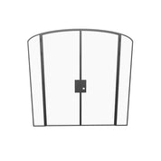 Double mini arch solid steel door with side windows and narrow architectural lines