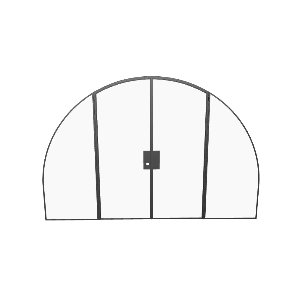 Wide double full arch steel door with side windows, prehung hot-rolled steel and slim profile