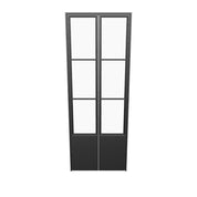 Air Pantry double flat architectural steel pantry doors with glass and kickplate