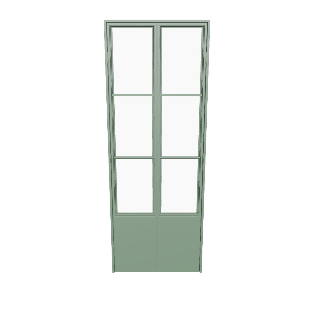 Air Pantry double flat interior pantry doors with kickplate in Angeles Green color