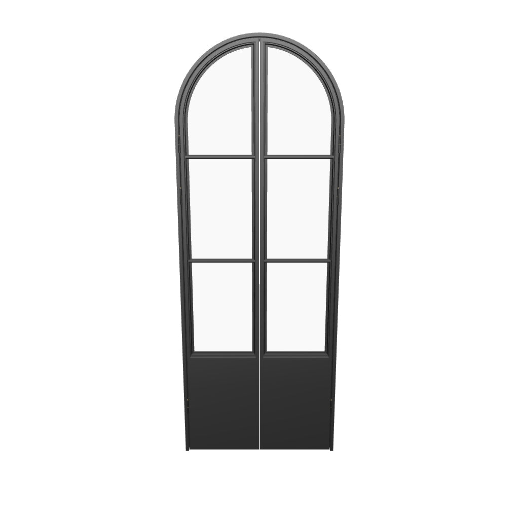 Air Pantry double full arch modern pantry doors with kickplate and arch styling