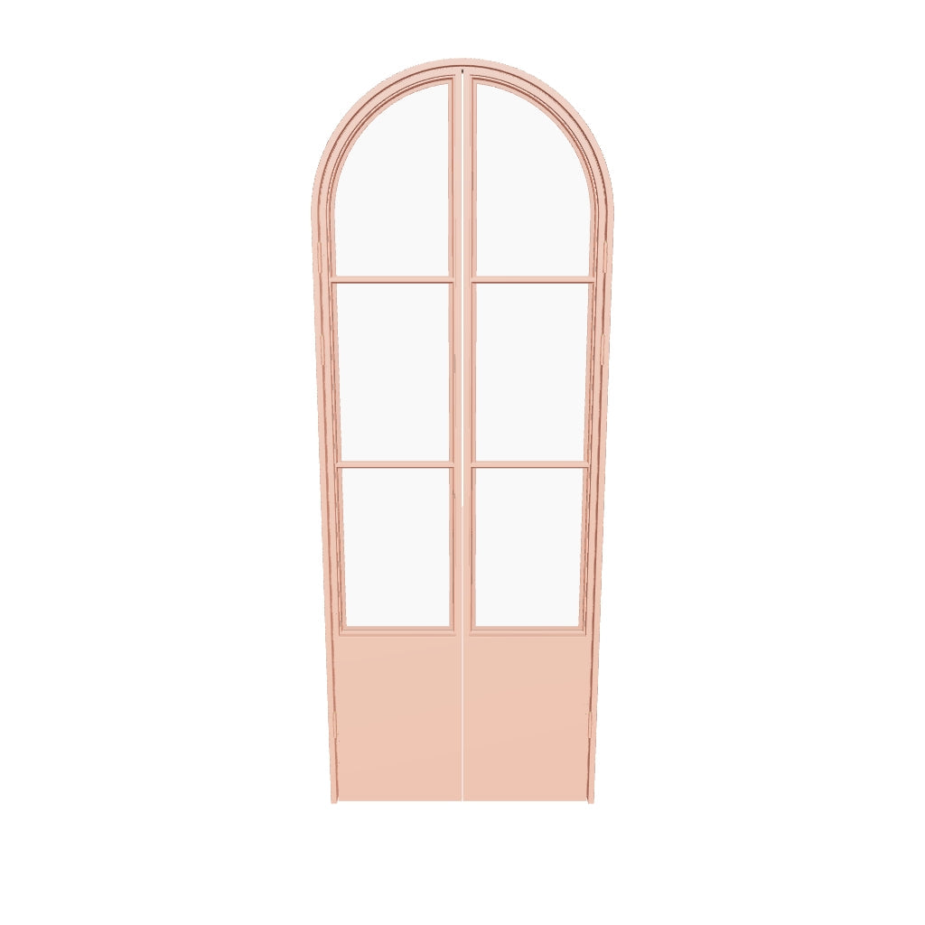 Air Pantry double full arch architectural steel pantry doors in Sunset Pink finish