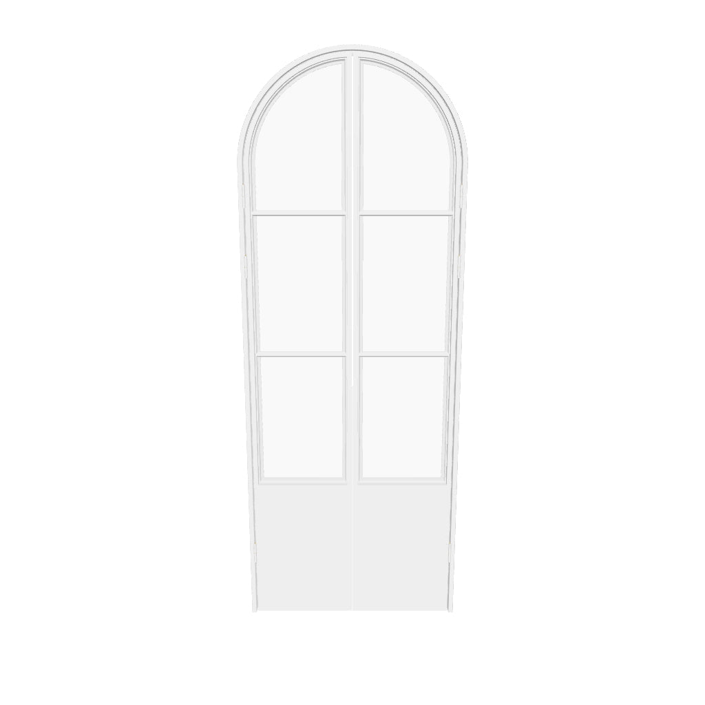 Air Pantry double full arch steel pantry doors with kickplate in White modern kitchen design
