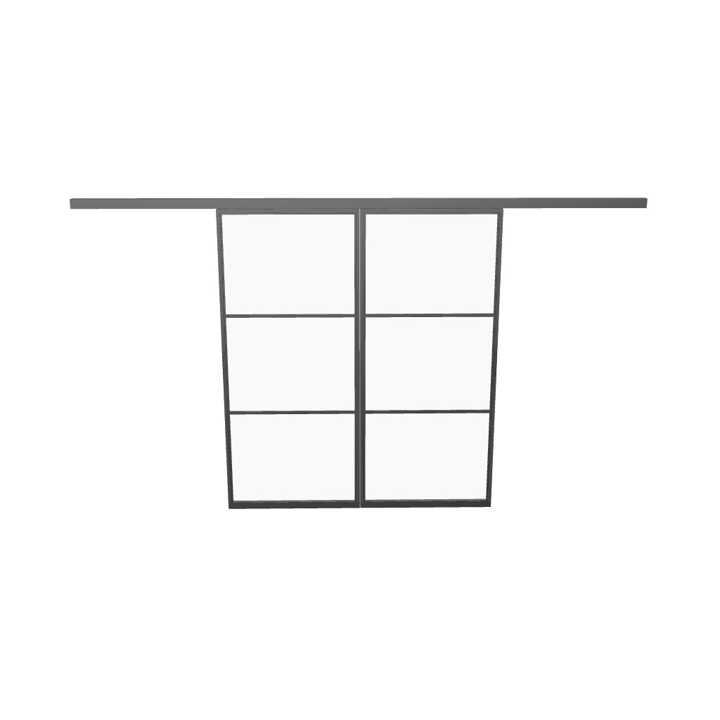 Air 4 contemporary double sliding doors with geometric panel design