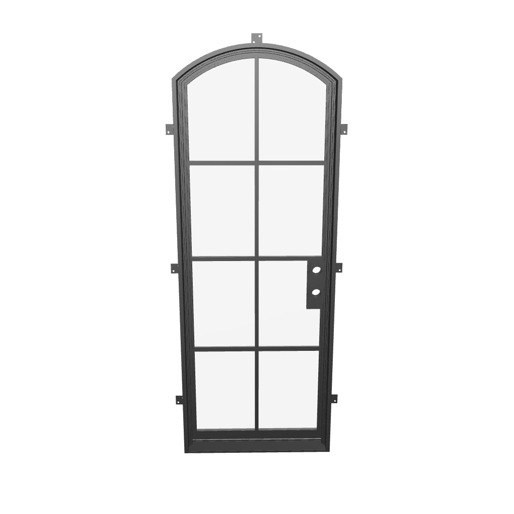 Luxury single arch architectural steel door with clear glass