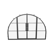 Air 4 wide double full arch architectural steel doors with sidelights