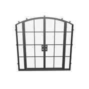 Designer double arch exterior steel door with tempered sidelites