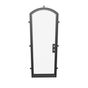 Contemporary single arch steel door with insulated tempered glass and refined proportions