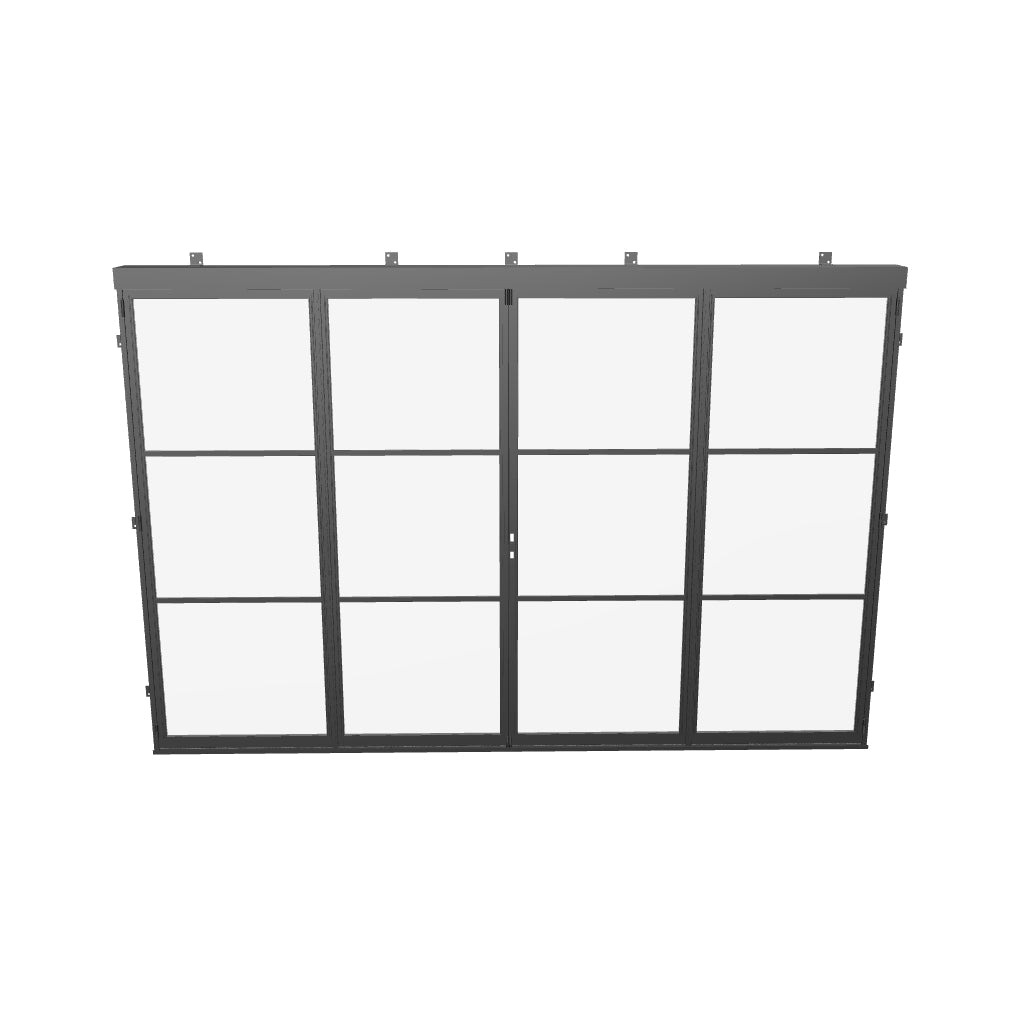 modern center split steel accordion door