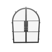 Air 4 double full arch exterior steel doors with tall curved tops and slim black frame