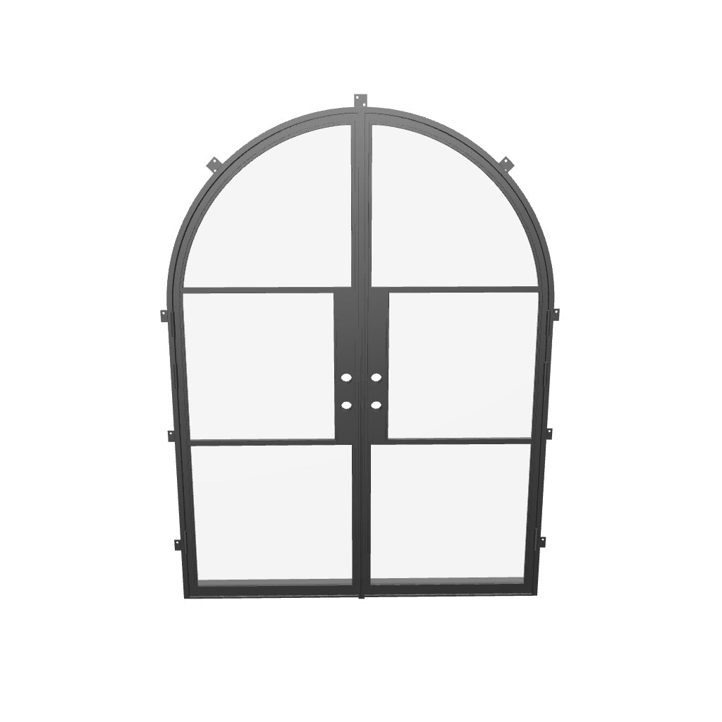 Double panel arched steel entry door with insulated frame