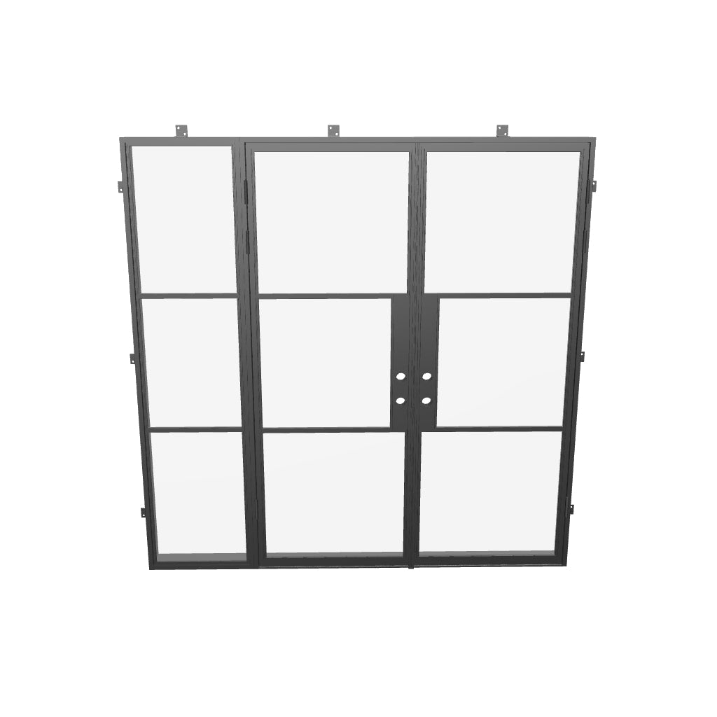 Air 4 flat double doors with left sidelight, sleek architectural steel and clean lines