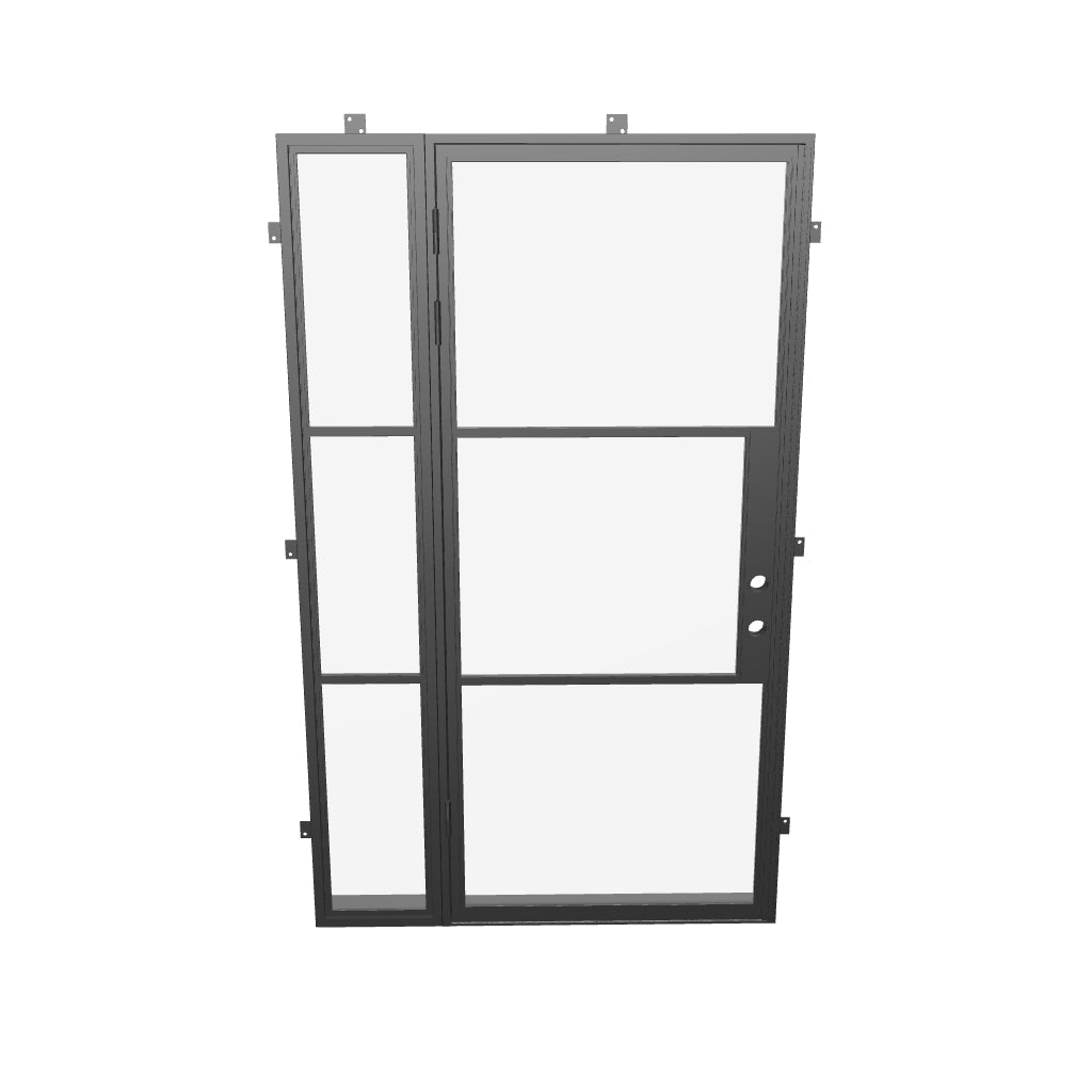 Air 4 single flat entry door with left side glass, galvanized mixed steel build