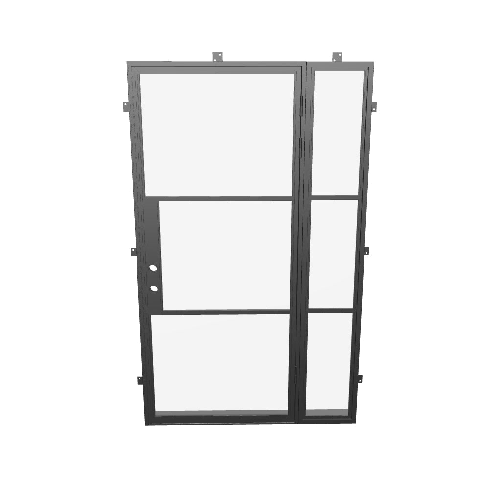 sleek single steel door with right window and insulated construction