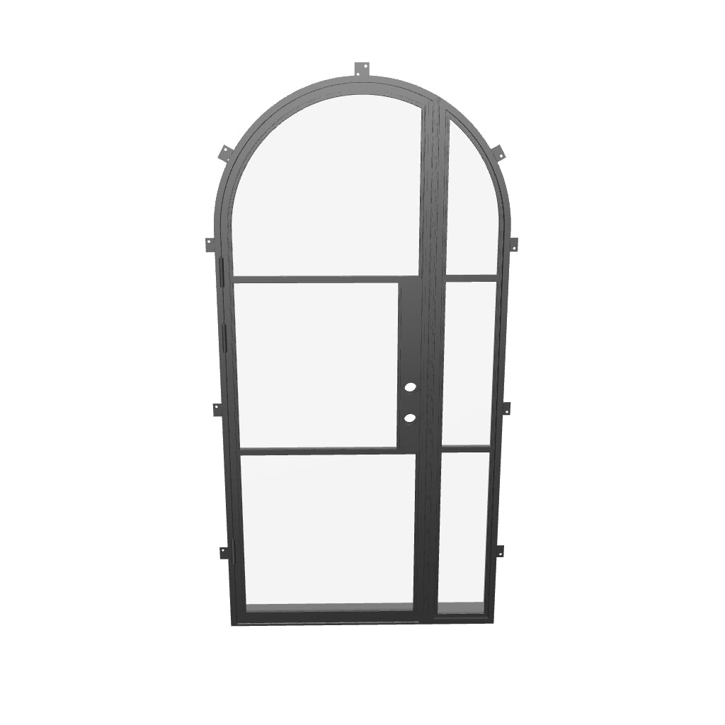 Air 4 single full arch entry door with left window, cold rolled galvanized steel build