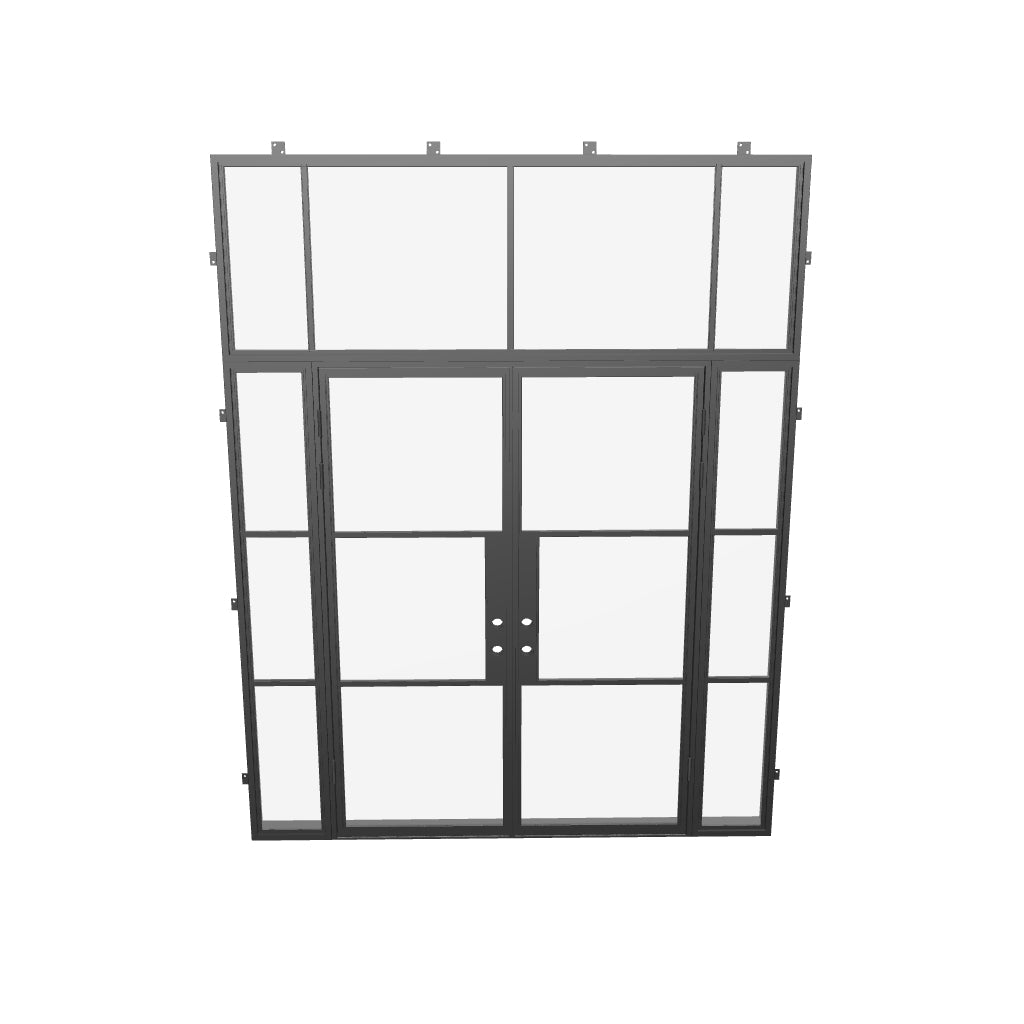 Air 4 double flat door with sidelights and flat transom, NFRC-Rated galvanized metal