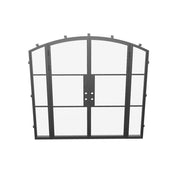 Modern double arch steel front door with thermal barrier and side windows