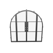 Double full arch steel exterior door with sidelights and thermal break insulation