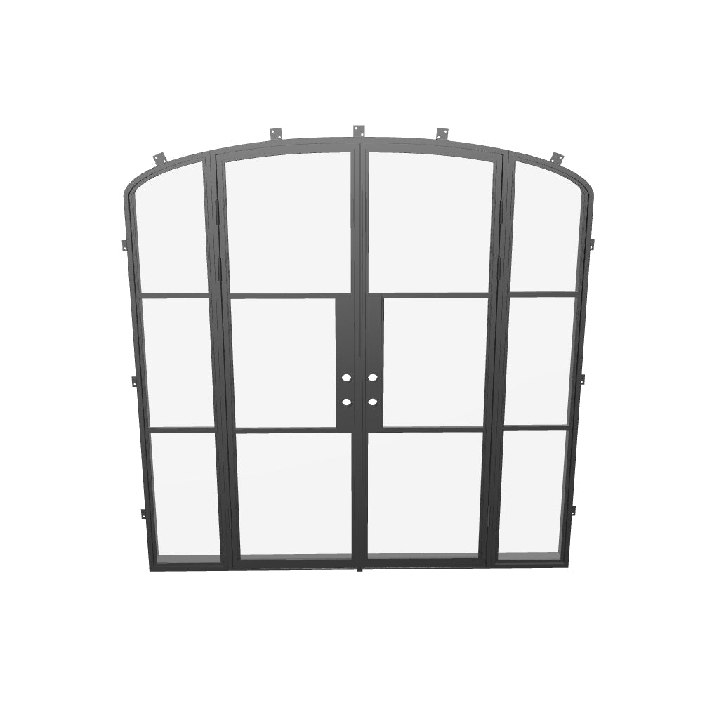 Air 4 double mini arch exterior steel doors with side glass and sleek design