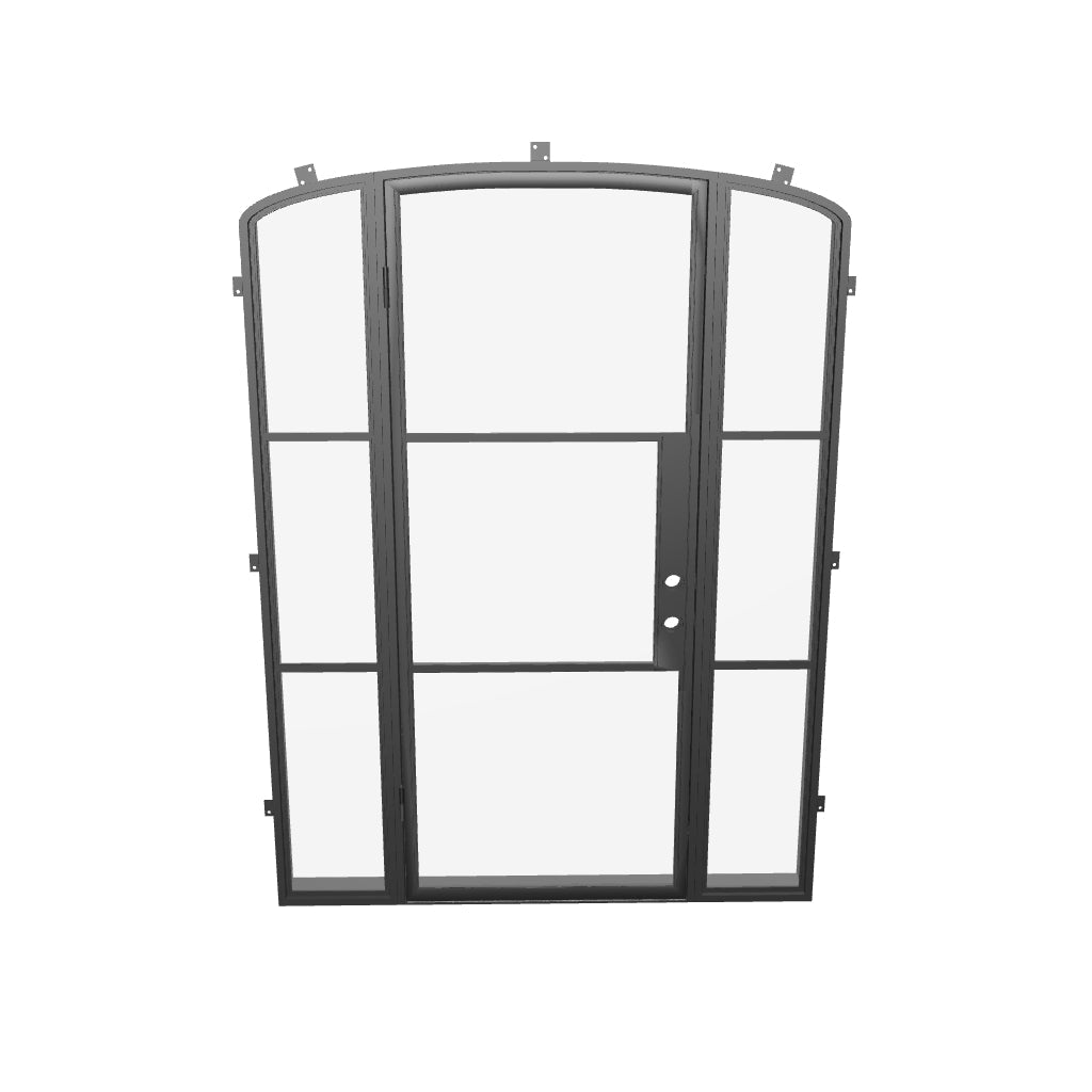 Air 4 single mini arch exterior door with sidelights and architectural style