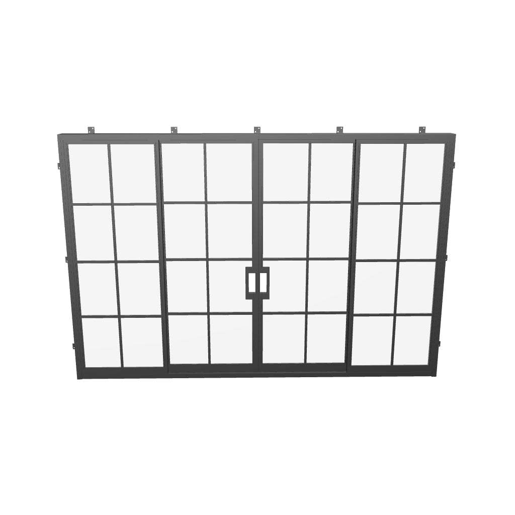 Air 5 exterior double sliding steel door with narrow sightlines