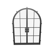 Premium double full arch architectural steel door system with tempered glazing