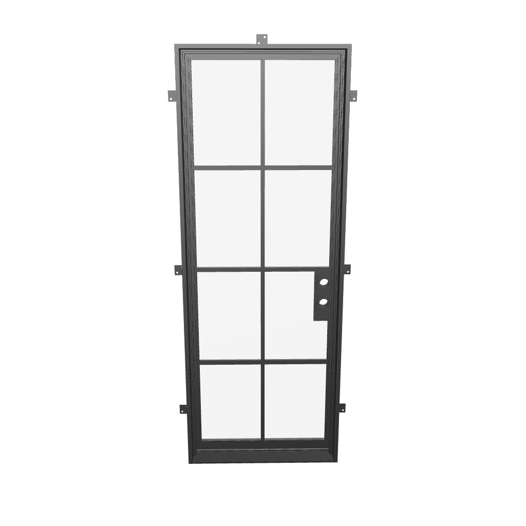 Designer single flat steel front door, reinforced construction