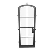 Designer single mini arch exterior steel door with glass panel