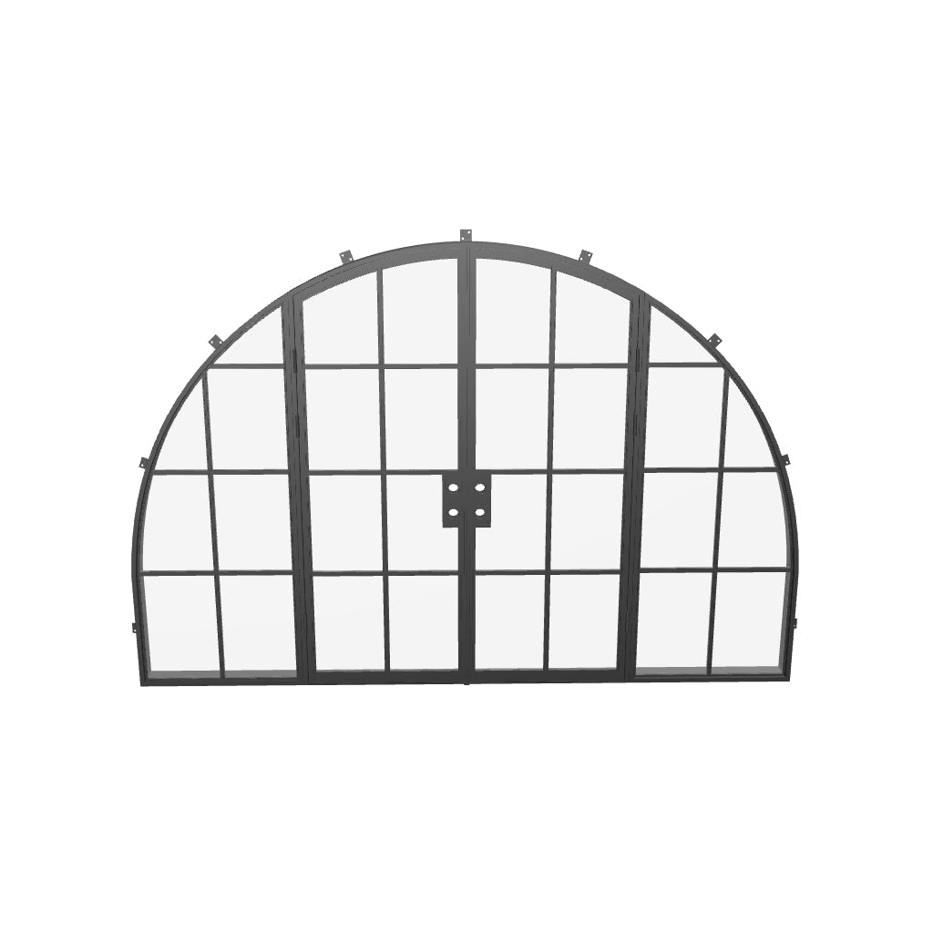 architectural wide arch double doors with sidelights and heat-blocking frame
