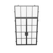 Designer double flat exterior steel door with overhead window