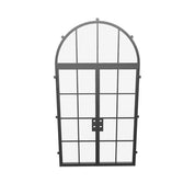 Double flat prehung steel front doors with full arch window, NFRC rated and tempered glass