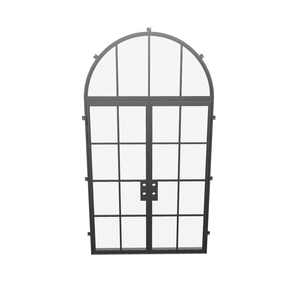 luxury double door with full arch transom and insulated profile